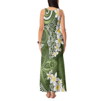 Green Polynesian Tribal Frangipani Tropical Vibe Tank Maxi Dress LT14 - Polynesian Pride