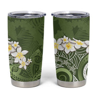 Green Polynesian Tribal Frangipani Tropical Vibe Tumbler Cup LT14 Green - Polynesian Pride