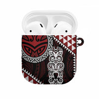 Red Aotearoa Niho Taniwha AirPods Case Maori Mythology Tooth - Taniko Motifs LT14 Red - Polynesian Pride