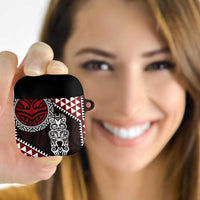 Red Aotearoa Niho Taniwha AirPods Case Maori Mythology Tooth - Taniko Motifs - Polynesian Pride