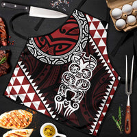 Red Aotearoa Niho Taniwha Apron Maori Mythology Tooth - Taniko Motifs - Polynesian Pride