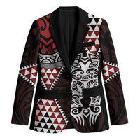 Red Aotearoa Niho Taniwha Blazer Maori Mythology Tooth - Taniko Motifs - Polynesian Pride