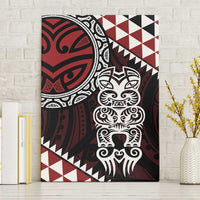Red Aotearoa Niho Taniwha Canvas Wall Art Maori Mythology Tooth - Taniko Motifs LT14 Without Frame Red - Polynesian Pride