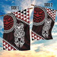 Red Aotearoa Niho Taniwha Garden Flag Maori Mythology Tooth - Taniko Motifs LT14 - Polynesian Pride