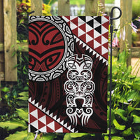 Red Aotearoa Niho Taniwha Garden Flag Maori Mythology Tooth - Taniko Motifs LT14 Garden Flag Red - Polynesian Pride