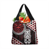 Red Aotearoa Niho Taniwha Grocery Bag Maori Mythology Tooth - Taniko Motifs LT14 1-pack One Size Red - Polynesian Pride
