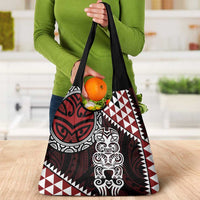 Red Aotearoa Niho Taniwha Grocery Bag Maori Mythology Tooth - Taniko Motifs LT14 - Polynesian Pride
