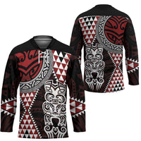 Red Aotearoa Niho Taniwha Hockey Jersey Maori Mythology Tooth - Taniko Motifs - Polynesian Pride