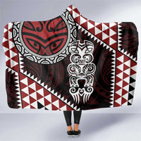 Red Aotearoa Niho Taniwha Hooded Blanket Maori Mythology Tooth - Taniko Motifs LT14 One Size Red - Polynesian Pride