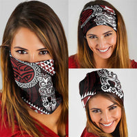 Red Aotearoa Niho Taniwha Neck Gaiter Maori Mythology Tooth - Taniko Motifs - Polynesian Pride