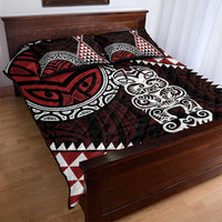 Red Aotearoa Niho Taniwha Quilt Bed Set Maori Mythology Tooth - Taniko Motifs LT14 - Polynesian Pride