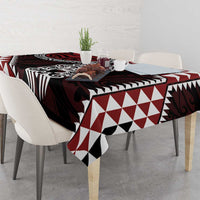 Red Aotearoa Niho Taniwha Tablecloth Maori Mythology Tooth - Taniko Motifs LT14 - Polynesian Pride