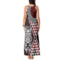 Red Aotearoa Niho Taniwha Tank Maxi Dress Maori Mythology Tooth - Taniko Motifs LT14 - Polynesian Pride