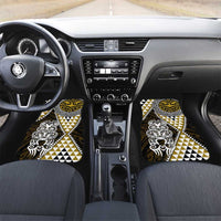 Yellow Aotearoa Niho Taniwha Car Mats Maori Mythology Tooth - Taniko Motifs LT14 Set 2pcs - Front Yellow - Polynesian Pride