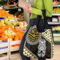 Yellow Aotearoa Niho Taniwha Grocery Bag Maori Mythology Tooth - Taniko Motifs LT14 - Polynesian Pride