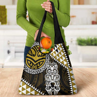 Yellow Aotearoa Niho Taniwha Grocery Bag Maori Mythology Tooth - Taniko Motifs LT14 - Polynesian Pride