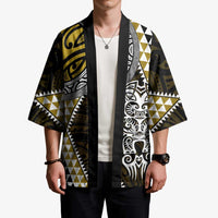 Yellow Aotearoa Niho Taniwha Kimono Maori Mythology Tooth - Taniko Motifs - Polynesian Pride