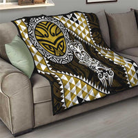 Yellow Aotearoa Niho Taniwha Quilt Maori Mythology Tooth - Taniko Motifs