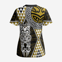 Yellow Aotearoa Niho Taniwha Scrub Top Maori Mythology Tooth - Taniko Motifs LT14 - Polynesian Pride