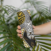 Yellow Aotearoa Niho Taniwha Skinny Tumbler Maori Mythology Tooth - Taniko Motifs