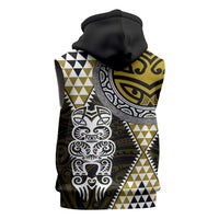 Yellow Aotearoa Niho Taniwha Sleeveless Zip Hoodie Maori Mythology Tooth - Taniko Motifs LT14 - Polynesian Pride