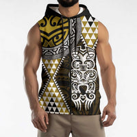 Yellow Aotearoa Niho Taniwha Sleeveless Zip Hoodie Maori Mythology Tooth - Taniko Motifs LT14 - Polynesian Pride