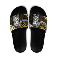 Yellow Aotearoa Niho Taniwha Slide Sandals Maori Mythology Tooth - Taniko Motifs - Polynesian Pride
