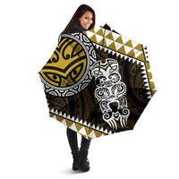 Yellow Aotearoa Niho Taniwha Umbrella Maori Mythology Tooth - Taniko Motifs - Polynesian Pride
