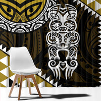 Yellow Aotearoa Niho Taniwha Window Curtain Maori Mythology Tooth - Taniko Motifs LT14 - Polynesian Pride