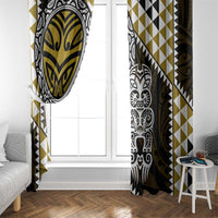 Yellow Aotearoa Niho Taniwha Window Curtain Maori Mythology Tooth - Taniko Motifs LT14 - Polynesian Pride