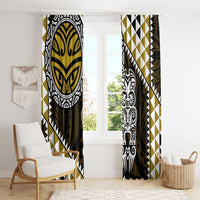 Yellow Aotearoa Niho Taniwha Window Curtain Maori Mythology Tooth - Taniko Motifs LT14 - Polynesian Pride