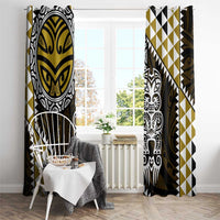 Yellow Aotearoa Niho Taniwha Window Curtain Maori Mythology Tooth - Taniko Motifs LT14 - Polynesian Pride