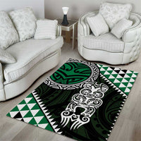 Green Aotearoa Niho Taniwha Area Rug Maori Mythology Tooth - Taniko Motifs