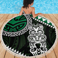 Green Aotearoa Niho Taniwha Beach Blanket Maori Mythology Tooth - Taniko Motifs LT14 - Polynesian Pride