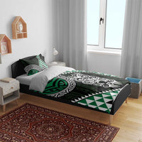 Green Aotearoa Niho Taniwha Bedding Set Maori Mythology Tooth - Taniko Motifs