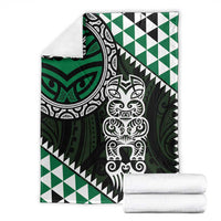 Green Aotearoa Niho Taniwha Blanket Maori Mythology Tooth - Taniko Motifs LT14 - Polynesian Pride