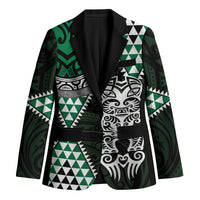 Green Aotearoa Niho Taniwha Blazer Maori Mythology Tooth - Taniko Motifs - Polynesian Pride