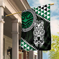 Green Aotearoa Niho Taniwha Garden Flag Maori Mythology Tooth - Taniko Motifs LT14 House Flag Green - Polynesian Pride