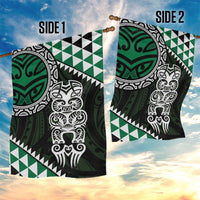 Green Aotearoa Niho Taniwha Garden Flag Maori Mythology Tooth - Taniko Motifs LT14 - Polynesian Pride