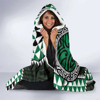 Green Aotearoa Niho Taniwha Hooded Blanket Maori Mythology Tooth - Taniko Motifs LT14 - Polynesian Pride