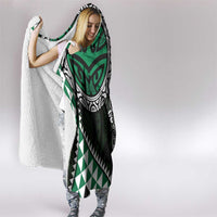 Green Aotearoa Niho Taniwha Hooded Blanket Maori Mythology Tooth - Taniko Motifs LT14 - Polynesian Pride