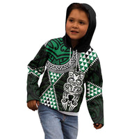 Green Aotearoa Niho Taniwha Kid Hoodie Maori Mythology Tooth - Taniko Motifs