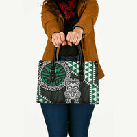 Green Aotearoa Niho Taniwha Leather Bag Maori Mythology Tooth - Taniko Motifs - Polynesian Pride