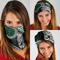 Green Aotearoa Niho Taniwha Neck Gaiter Maori Mythology Tooth - Taniko Motifs - Polynesian Pride