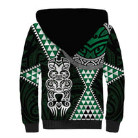Green Aotearoa Niho Taniwha Sherpa Hoodie Maori Mythology Tooth - Taniko Motifs LT14 - Polynesian Pride