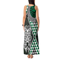 Green Aotearoa Niho Taniwha Tank Maxi Dress Maori Mythology Tooth - Taniko Motifs LT14 - Polynesian Pride