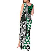 Green Aotearoa Niho Taniwha Tank Maxi Dress Maori Mythology Tooth - Taniko Motifs LT14 - Polynesian Pride