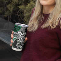 Green Aotearoa Niho Taniwha Tumbler Cup Maori Mythology Tooth - Taniko Motifs LT14 - Polynesian Pride