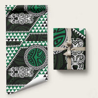 Green Aotearoa Niho Taniwha Wrapping Paper Maori Mythology Tooth - Taniko Motifs - Polynesian Pride