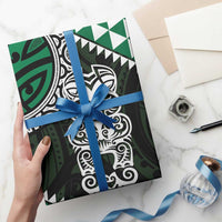 Green Aotearoa Niho Taniwha Wrapping Paper Maori Mythology Tooth - Taniko Motifs - Polynesian Pride